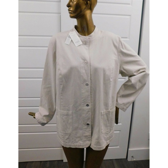 New Eileen Fisher Woman Bone Mandarin Collar Long Jacket sz 2X - Picture 1 of 4